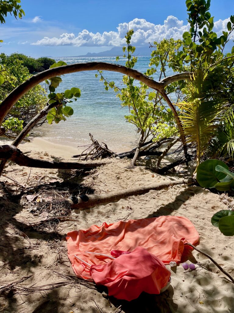 Our private beach among the mangroves at Ilet du Gosier