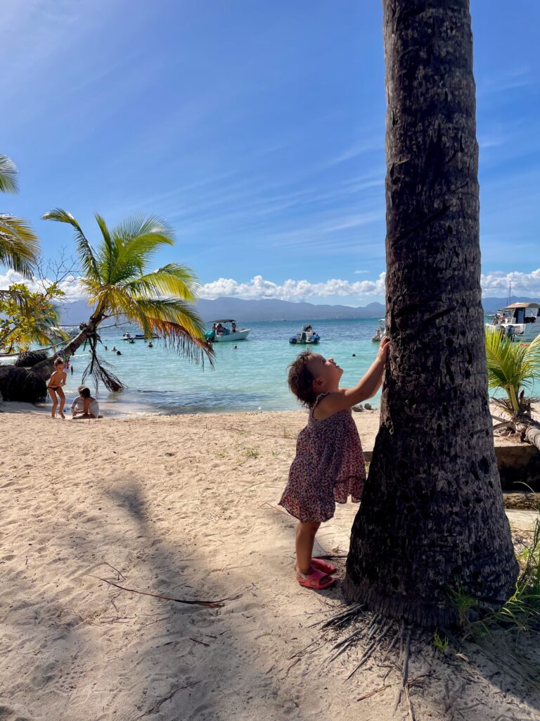 Bebe and Ginni playing on the beach at Ilet du Gosier