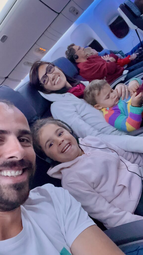 The whole Quokka family on the flight back