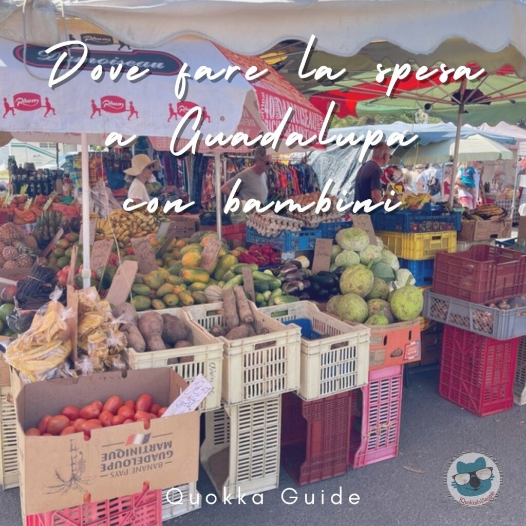 Dove fare la spesa a Guadalupa con bambini: banco di frutta e verdura al mercato di Sainte-Anne